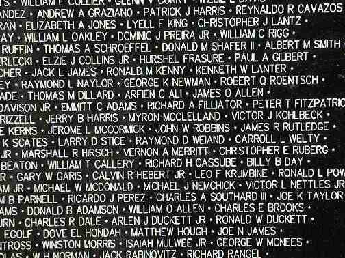Close Up Panel of The Viet Nam Moving Wall